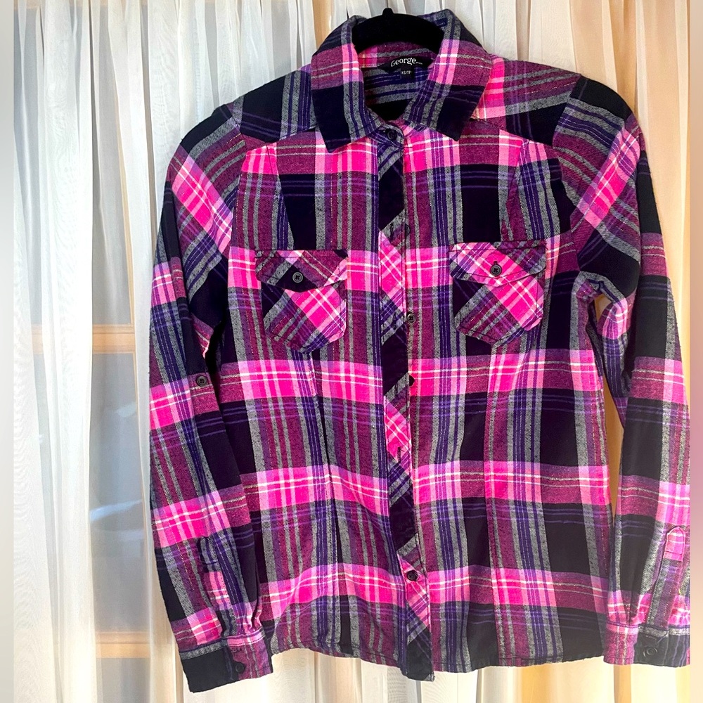 Itm 0053 George plaid button up shirt size XS